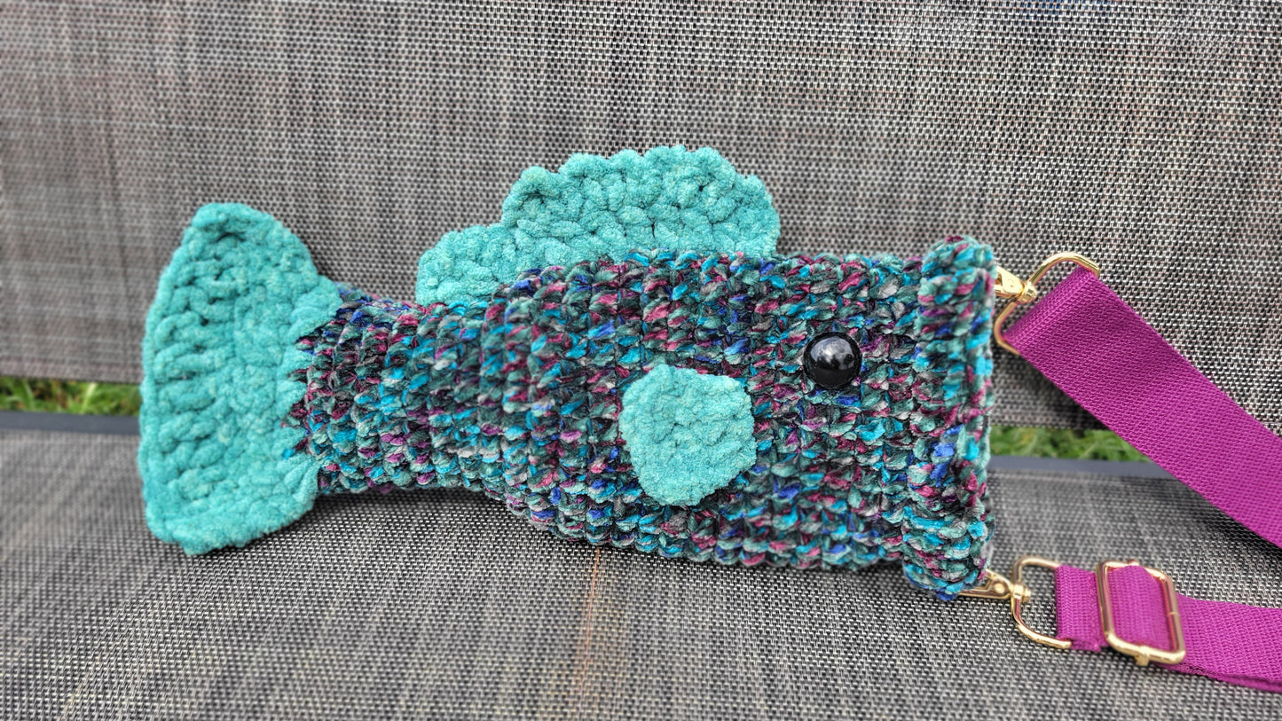 Crossbody Fish Bag - Velvet (Blue, Green, Purple)