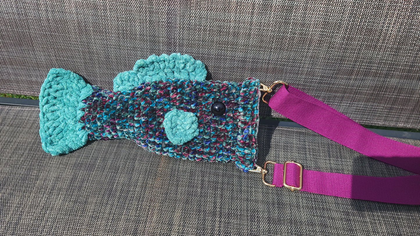 Crossbody Fish Bag - Velvet (Blue, Green, Purple)