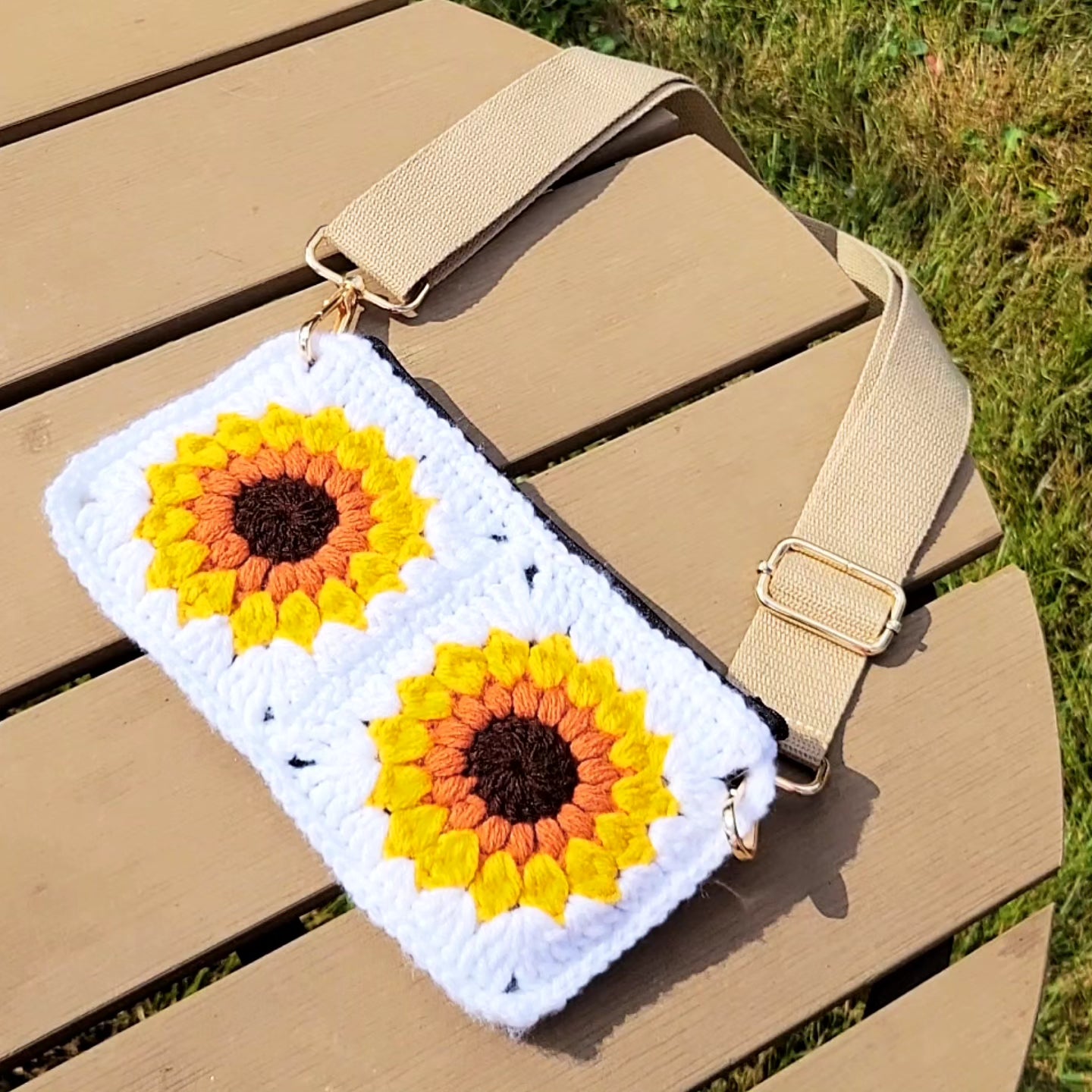 Cross Body Bag - Golden Sunflowers