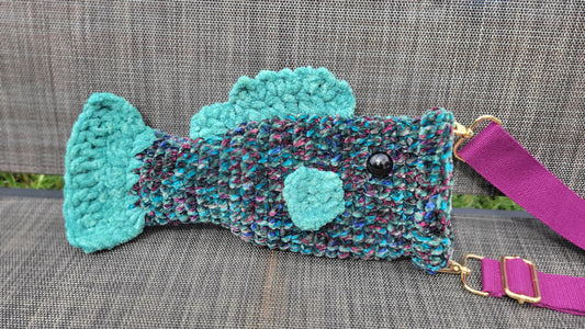 Crossbody Fish Bag - Velvet (Blue, Green, Purple)