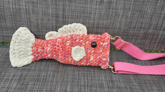 Crossbody Fish Bag - Orange Fuchsia & Ecru