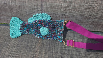 Crossbody Fish Bag - Velvet (Blue, Green, Purple)