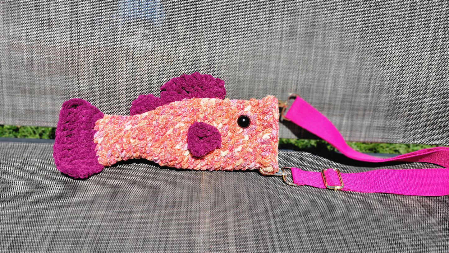 Crossbody Fish Bag - Orange Fuchsia & Purple