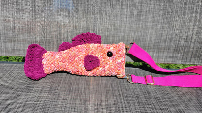 Crossbody Fish Bag - Orange Fuchsia & Purple