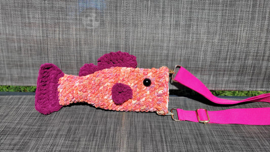 Crossbody Fish Bag - Orange Fuchsia & Purple