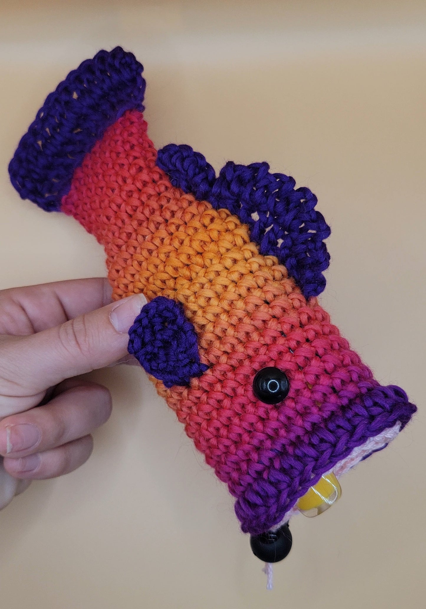 Largemouth Puff Puff Bass Penjamin Pocket, Wool, Orange and Purple Fuchsia