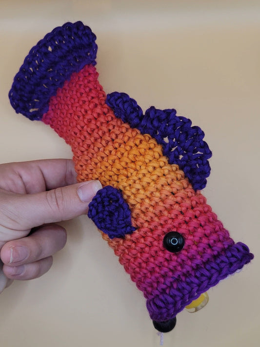 Largemouth Puff Puff Bass Penjamin Pocket, Wool, Orange and Purple Fuchsia