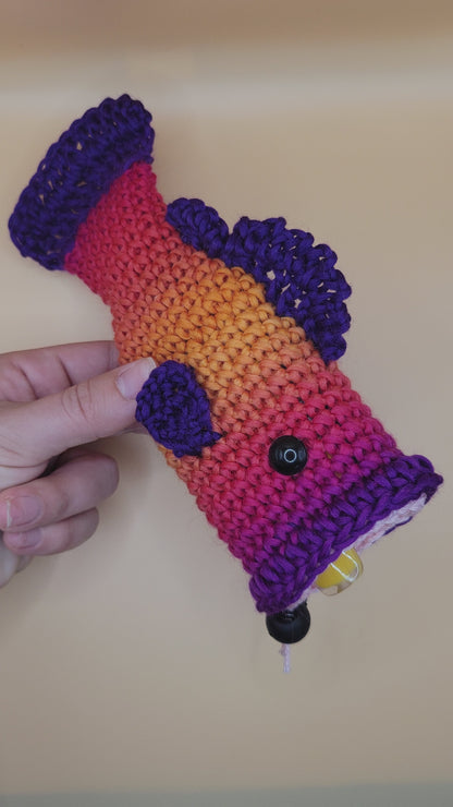 Largemouth Puff Puff Bass Penjamin Pocket, Wool, Orange and Purple Fuchsia