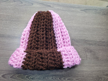 Beanie Winter Hat (Pink and Brown)