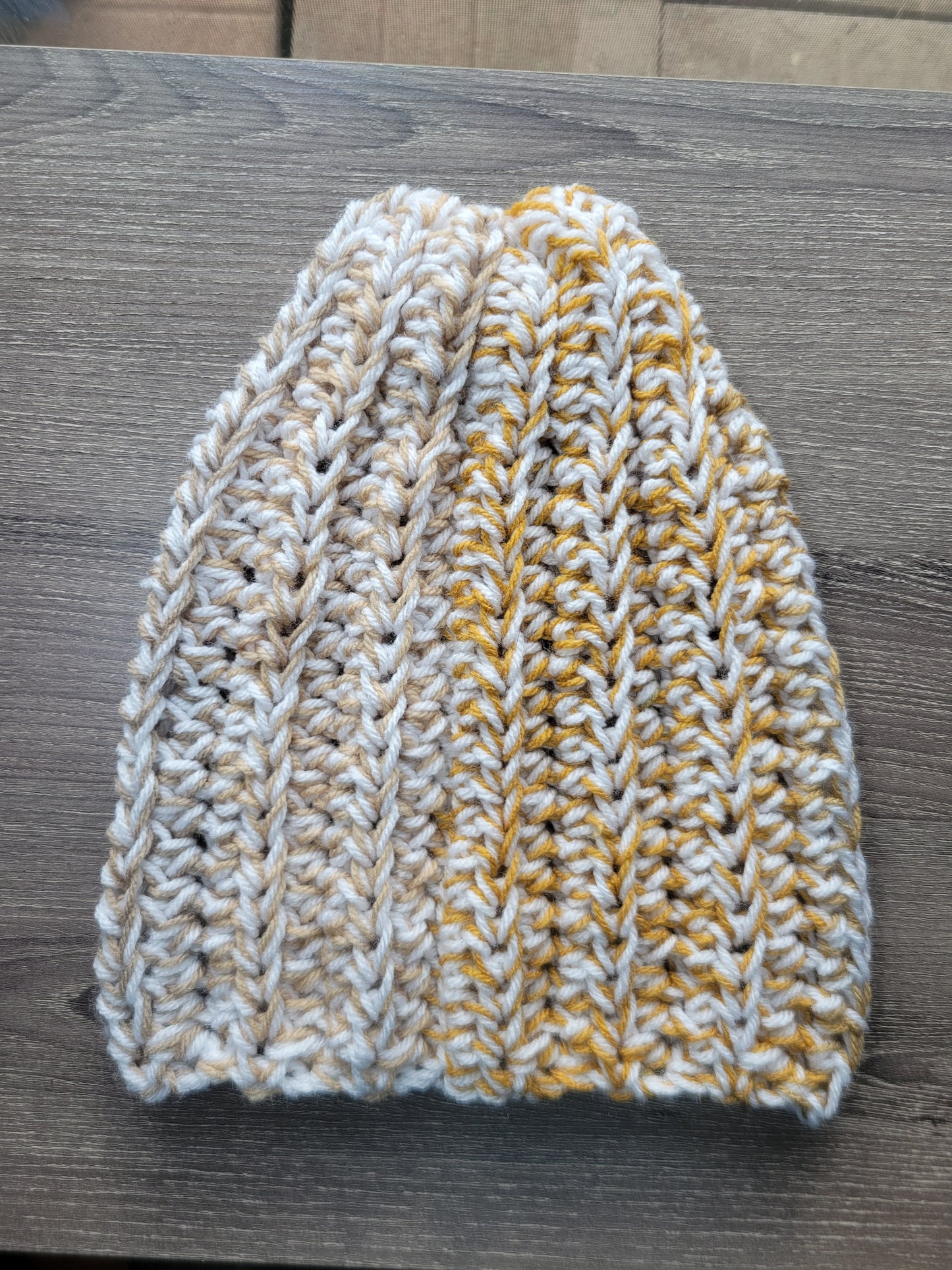 Beanie Winter Hat (White and Gold)